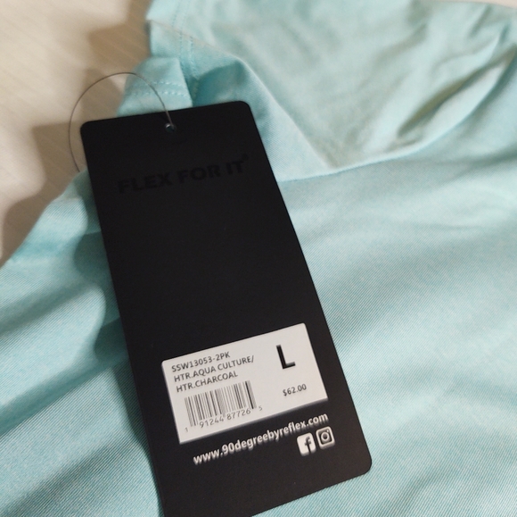 90 degree Teal Green Gym Short Sleeve Shirt Size Large - Picture 5 of 6